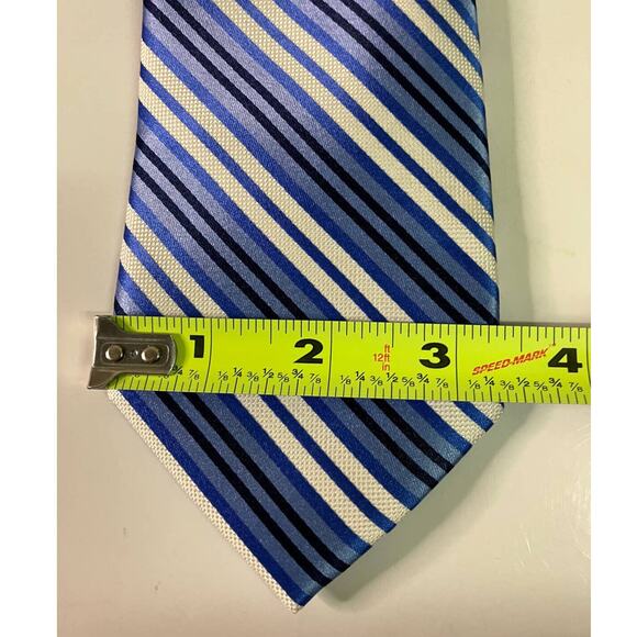 Izod Mens Tie Blue Stripes 100% Silk, Formal, Business, Nautical, White - Picture 6 of 7